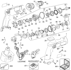 Page A Diagram and Parts List for 2894KQ Type 1 Black and Decker Hammer Drill
